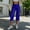 Blue, variant on Women's Cropped Capri Pants Faux Leather Slim Straight Leg Shiny Casual Short Trousers Streetwear