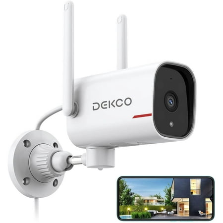 DEKCO 2K WiFi Security Cameras , Outdoor Camera for Home Security with Spotlight & Siren Color Night Vision 2 Way Audio, Motion Detection IP65 Waterproof