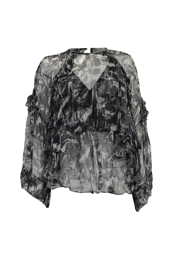 Lixine Ruffled Top in Multicolor Chiffon