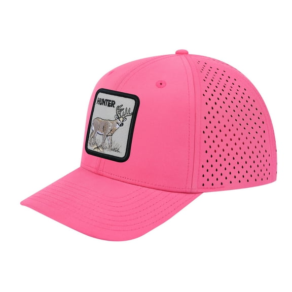 Unisex Embroidered The Hunter, 6-Panel Microfiber Laser hole Trucker Hat, Pink/Pink, Adjustable Fit