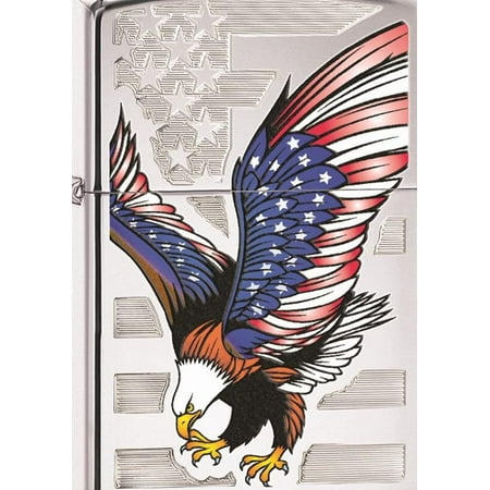 Zippo Flag Design Eagle High Polish Chrome Pocket Lighter