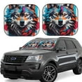 thumbnail image 6 of Kdxio Tie-Dye Wolf Head Print 2-Piece Sun Shade Front Windshield - Foldable Car Front Window Sunshades for Most Sedans SUV Truck, 6 of 6