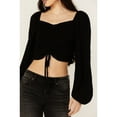 thumbnail image 3 of Idyllwind Women's Hazel Smocked Long Sleeve Cropped Blouse - IWSU24W76-BLK Medium  US, 3 of 4