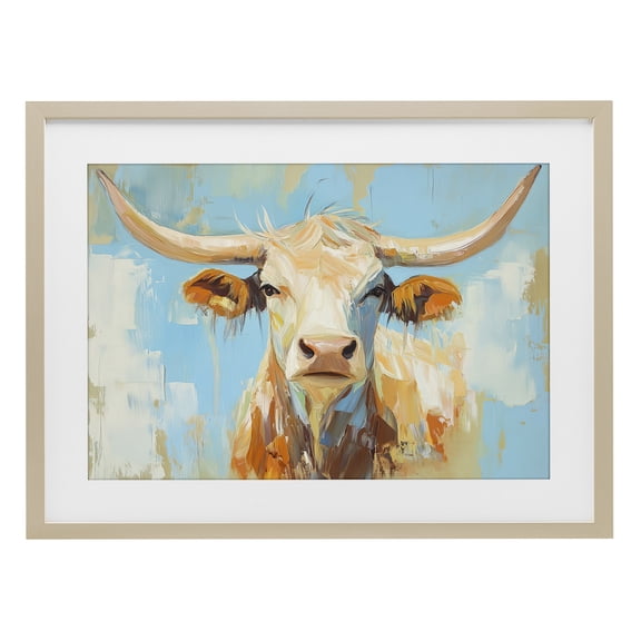 Stupell Industries Rustic Lodge Abstract Texas Longhorn Birch Framed Print Under Glass, 20 x 14, by Tina LeCour