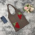 thumbnail image 2 of Bolso informal para mujer, bolso tejido con patrón de fresa estético para mujer y niña, 2 of 6