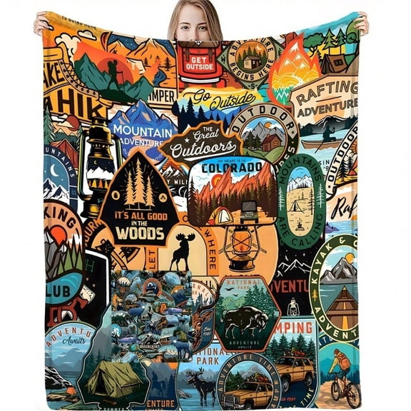 HELLOYOUNG Flannel Throw Blanket Soft Warm Cozy Lightweight Plaid Print for Couch Bed Travel Camping Picnic Gift