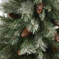 thumbnail image 3 of 3.5ft. Snowed French Alps Mountain Pine Artificial Christmas Tree with 135 Bendable Branches and Pine Cones in White Metal Planter, 3 of 4