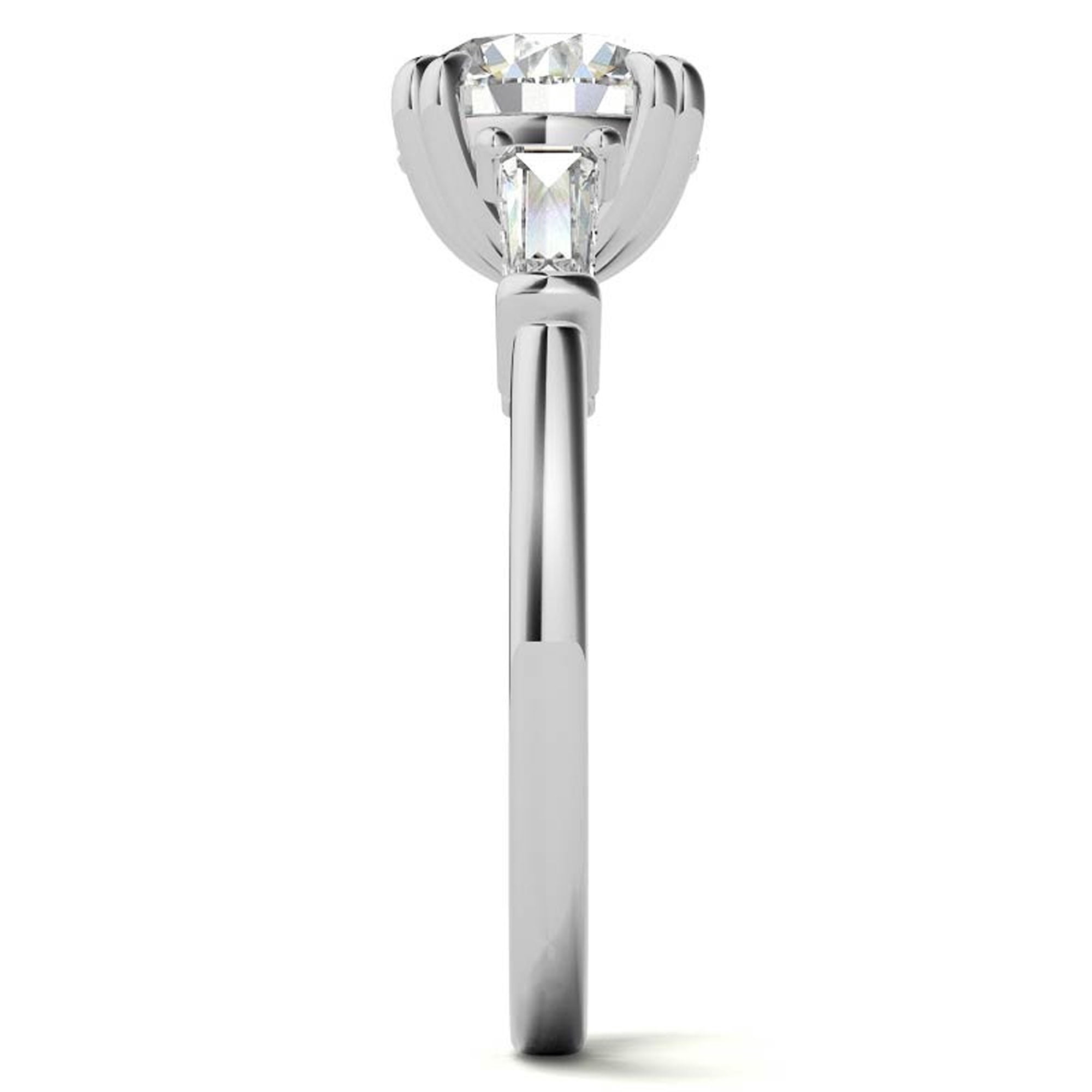 Auory Classic 3 Carat Round Cut Moissanite - Three Stone - Victorian Engagement Ring in 18K White Gold Plating over Sterling Silver Ring for Women