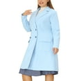 thumbnail image 4 of Agnes Orinda Women's Plus Size Winter Coats Notch Lapel Double Breasted Peacoat Trench Coats 1X Blue, 4 of 5