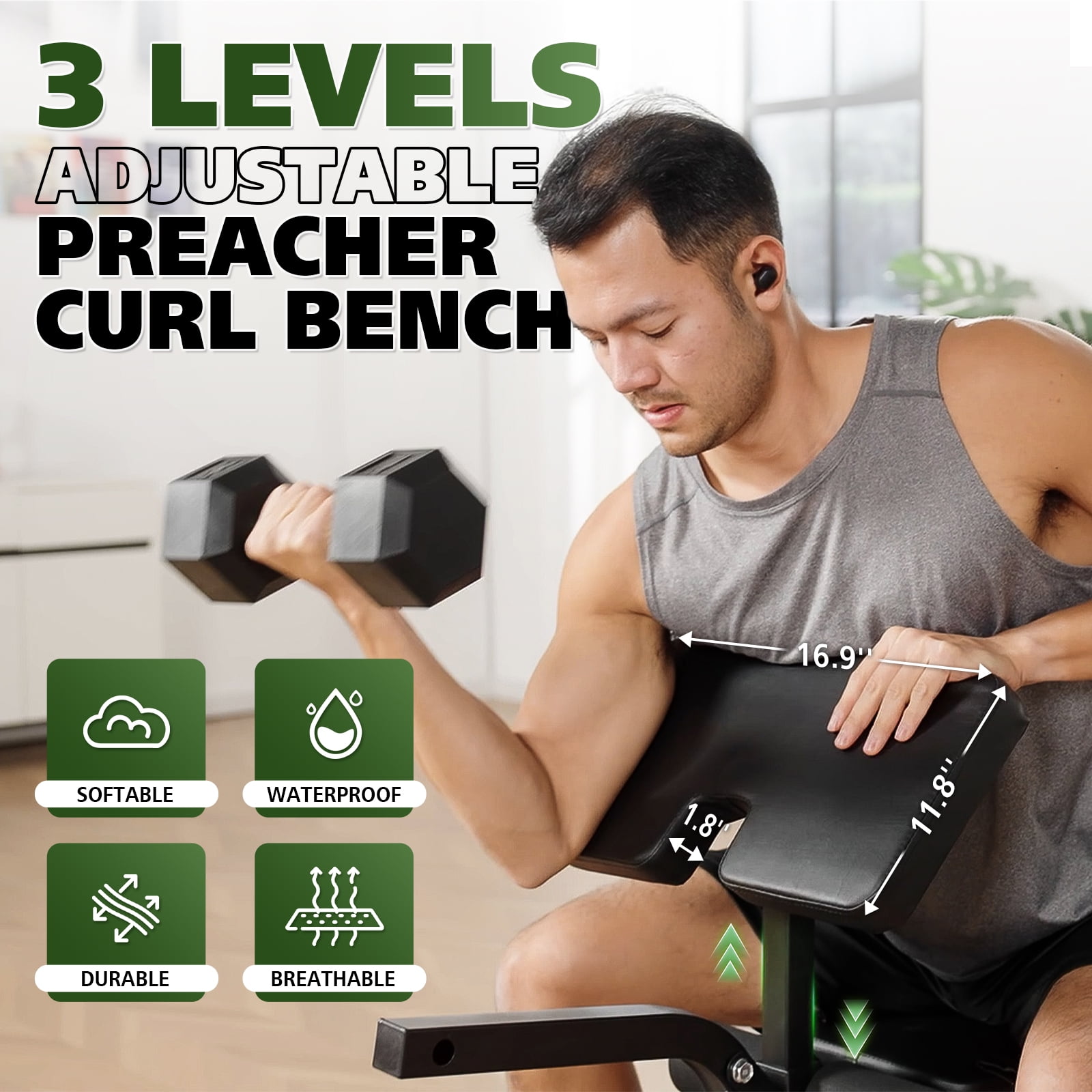 Mikolo Weight Bench with Bar, 800LBS 6 In 1 Full Body Workout Weight Bench Set, Multi-Function Strength Training Bench Press Set for Home Gym