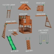 Backyard Discovery Skyfort II Cedar Wood Swing Set, Wave Slide, Clubhouse, Crow's Nest