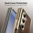 thumbnail image 5 of Dteck Case for Samsung Galaxy Z Fold 6,Luxury Leather Built-in Screen Protector Case Shockproof Electroplated Hard PC Bumper Cover for Galaxy Z Fold 6 5G,Brown, 5 of 12