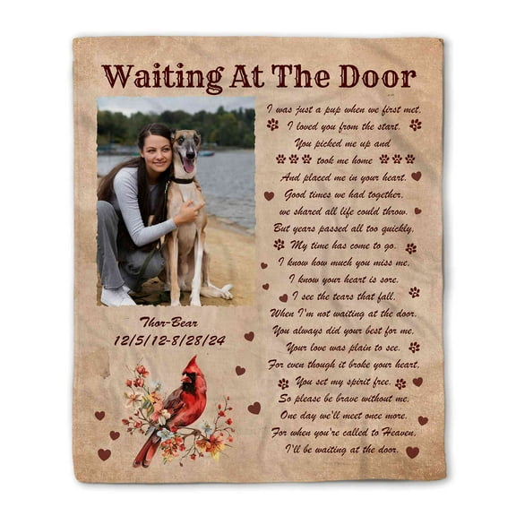 Customizaholic Personalized Photo Blanket, Pet Memorial Blanket, Dog Memorial Blanket, In Loving Memory Blanket, Dog Sympathy Gifts, Pet Loss Gifts