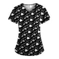 thumbnail image 1 of Dvkptbk T-Shirts de Noël pour Femmes Mode Décontractée Imprimé de Noël Col en V Manches Courtes avec Poches, 1 of 4