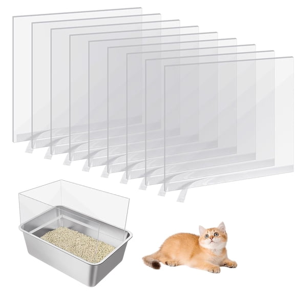 Cat Litter Box Pee Shields 8 Pcs, Open Top Litter Pan Splash Guard for High Wall Boxes, Transparent Privacy Screen Easy Clean 15"x11.5" for Small Litter Box, Clear