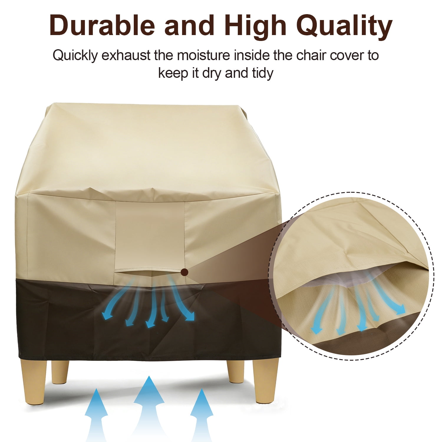 Vorfor 2Pcs Outdoor Furniture Cover, 420D Waterproof Dustproof UV-Resistant Patio Adirondack Chair Cover for Rocking Chair, 32"L x 34"D x 36"H, Beige