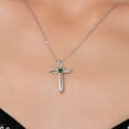 thumbnail image 3 of Gem Stone King 925 Silver and 10K Yellow Gold Green Nano Emerald and White Lab Grown Diamond Pendant Necklace for Women | 0.58 Cttw | Gemstone May Birthstone | Heart Shape 4MM | With 18 inch Chain, 3 of 6