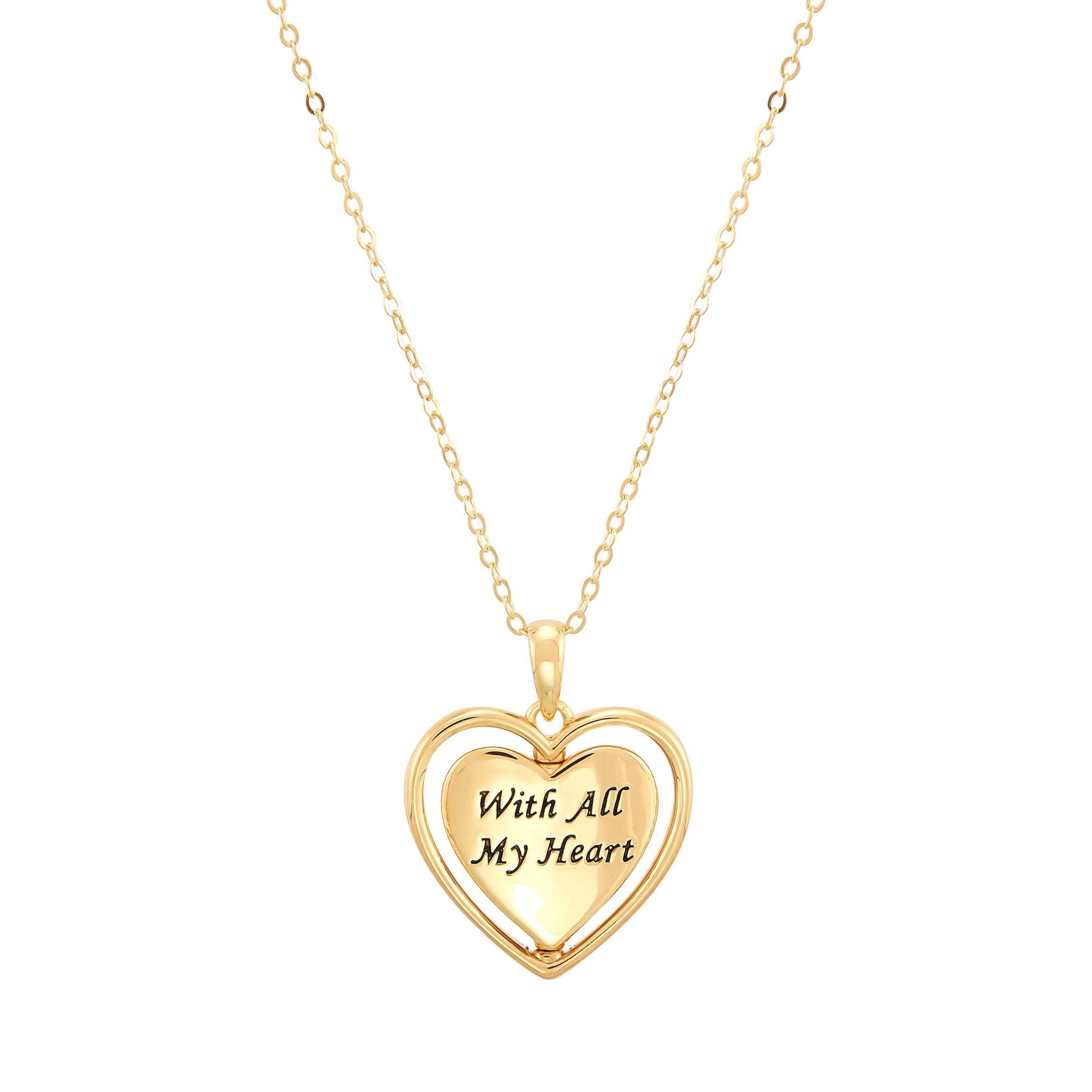 Brilliance Fine Jewelry Women's Sterling Silver 14KT Gold Plated Spinning "Mom" Heart Pendant Necklace, 20"