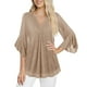thumbnail image 4 of mfyjkho Tops Bohemios Para Mujer, Top De Fiesta Transpirable Con Mangas 3/4 Y Escote En V Para Mujer, De Malla De Color Dorado Brillante Y Estampado Floral Tops Para Hacer Ejercicio Para Mujer S, 4 of 7