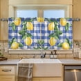 thumbnail image 2 of Yayeee Kitchen Curtains Tier Set of 2 Light Filtering 57"x24" Over Sink Window Panels, Blue Plaid Lemon, 2 of 7