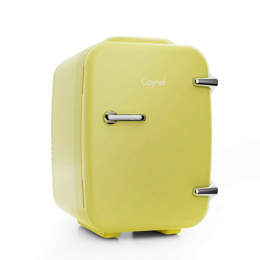 Caynel 4Liter/6 Can Portable Mini Fridge with Warming Function, Yellow