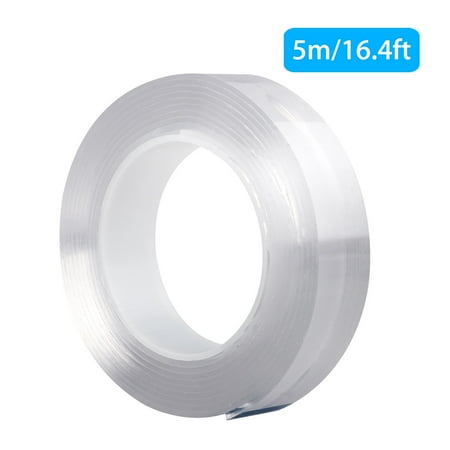 Polyester Gel Paste TSV Reusable Traceless Tape, Transparent Double-Sided Gel mat Adhesive Tape Multifunction Nano Movable Washable Tape for Paste Photos and Posters, fix Carpet mats, Paste Items etc (1M/3M/5M) ()
