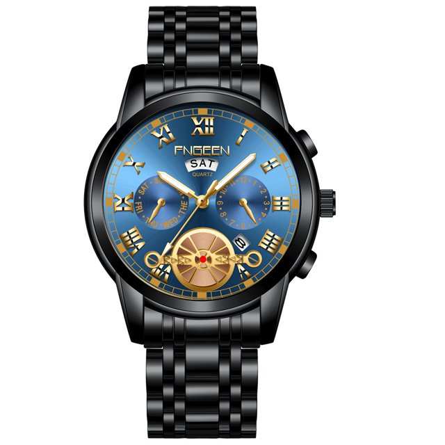 Reloj de moda para hombre, reloj de tourbillon, reloj de cuarzo para hombre, correa de acero, reloj multifuncional no mecánico para hombre