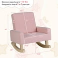 thumbnail image 2 of Toddler Rocking Chair, Kids Sofa Chair with Solid Wooden Frame and Linen Fabric, Kids Rocking Chair for Nursery, Living Room, Bedroom, Playroom, Age 3-5 Years, Pink/Blue, 2 of 12