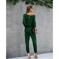 thumbnail image 6 of MLANM Women Long Sleeve Casual Off Shoulder Jumpsuit Elastic Waist Stretchy Long Romper with Pockets, XL Dark Green, 6 of 7