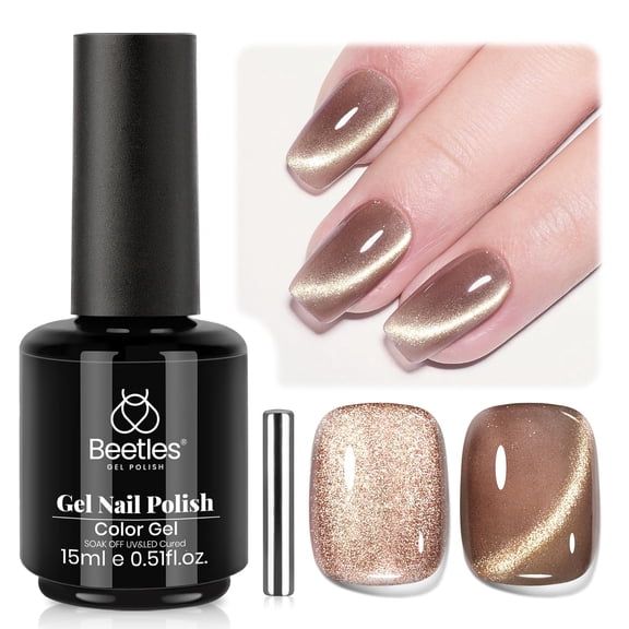 Beetles Brown Cat Eye Gel Nail Polish, Velvet Cinnamon Fall Gel Polish