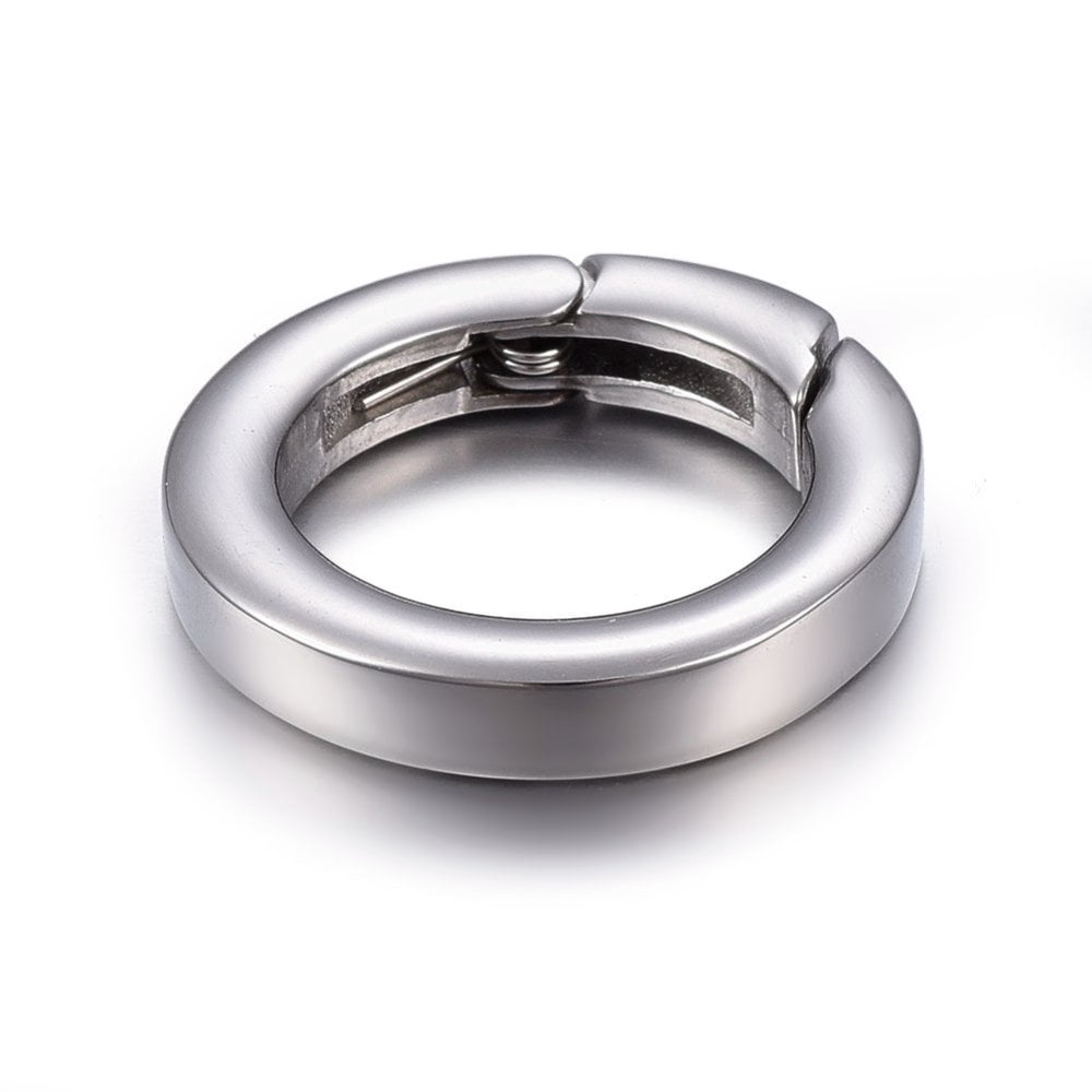 10 pc Tarnish Resistant 304 Stainless Steel Key Clasps Spring Gate O Rings Ring Stainless Steel color 20x3mm 14mm Inner Diameter 304 Stainless Steel