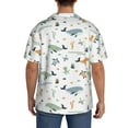 thumbnail image 3 of Uemuo Sea Creatures Pattern Cotton Linen Short Sleeve Shirts,Casual Lightweight Button Down Shirts,Vacation Beach Summer Tops-Small, 3 of 7