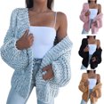 thumbnail image 4 of Fashion Women Winter Faux Mohair Knitted Sweater Loose Warm Cardigan Casual Coat, 4 of 8
