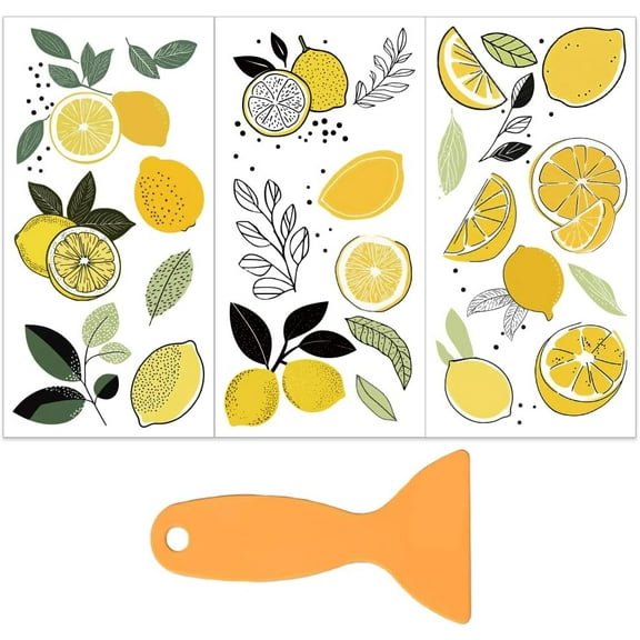 3pcs/Set Lemon Rub on Transfers for Furniture and Crafts 6x12 Inch Fruit Theme Transfer Stickers Rub on Decals Furniture Transfer Sticker Decals for Wood Furniture Home Decoration