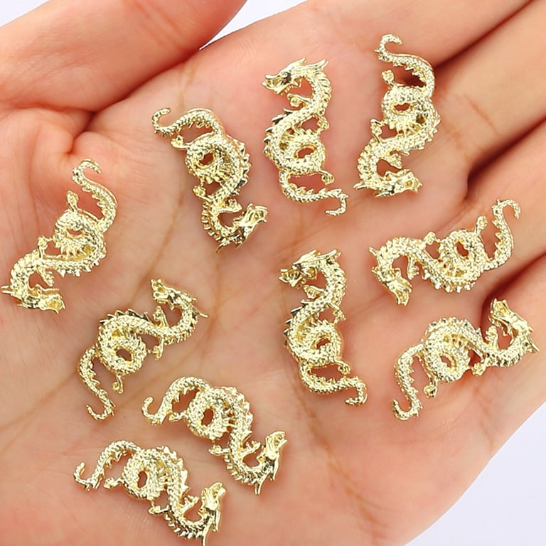 3D Alloy Dragon Nail Charms,Retro gold Dragon Charms for Nails
