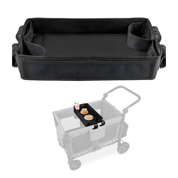 LAMIRO Stroller Snack Tray for Wagon - Upgraded with Extra Thick Base and Waterproof Leather Sides for Added Durability