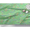 thumbnail image 2 of Soimoi Green Cotton Jersey Fabric Satellite & Planet Galaxy Print Fabric by Yard 58 Inch Wide, 2 of 3