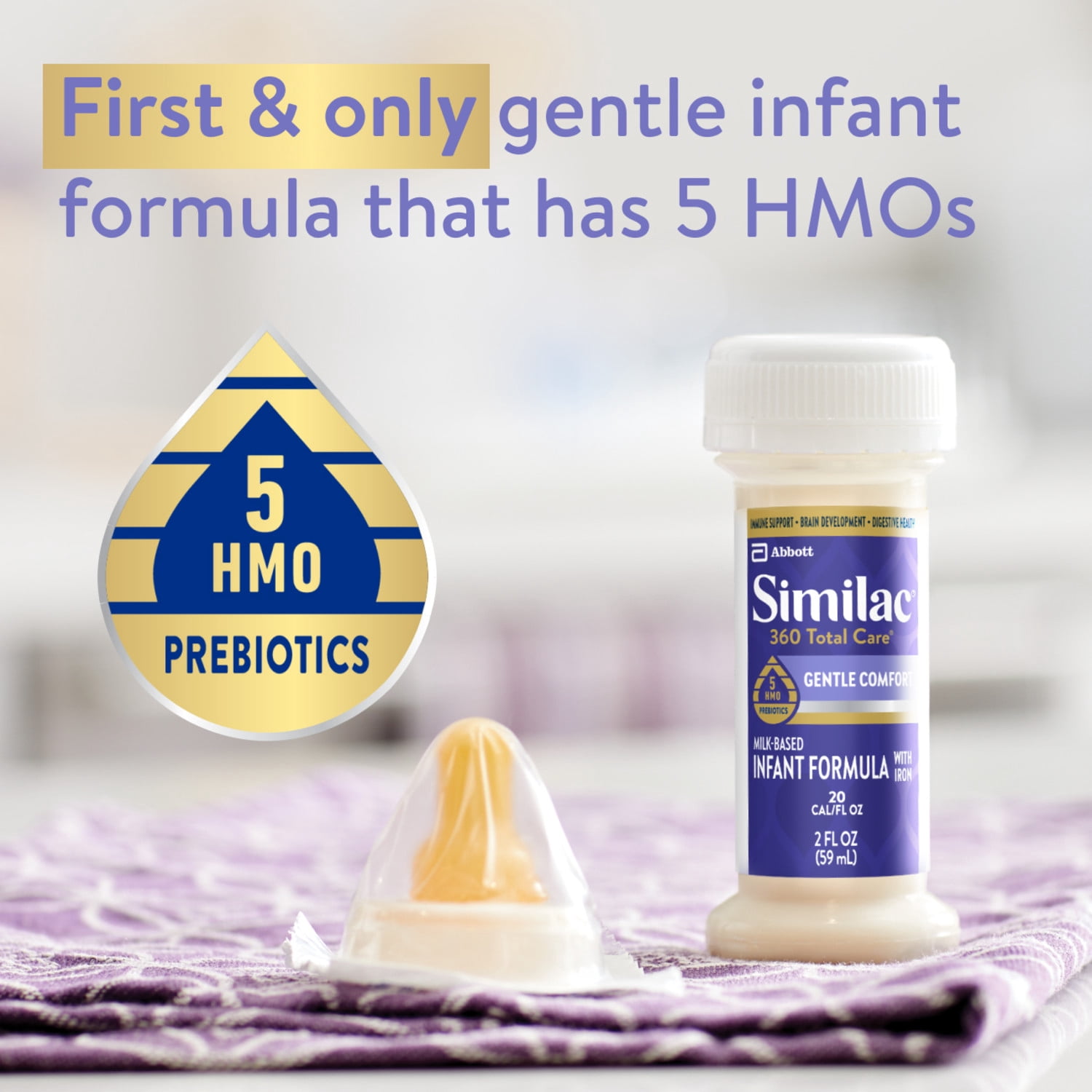 (3 pack) Similac 360 Total Care Gentle Comfort Ready-to-Feed Baby Formula, 2-fl-oz Bottle