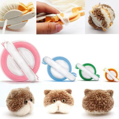 AkoaDa  Pompom Maker,  4 Sizes Pom Pom Maker Set for Fluff Ball Waver Needle Craft DIY Wool Yarn Crochet Knitting Craft Tool Kit Decoration