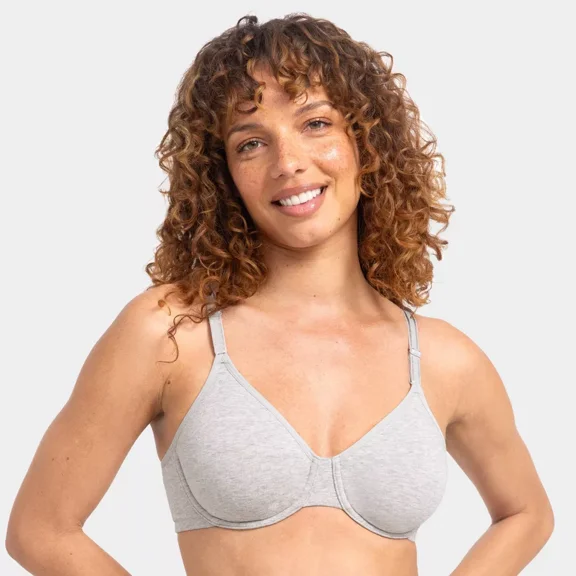 Fruit of the Loom Women's Premium Cotton Stretch Unlined Underwire Bra Color:Gray, Size S-XL