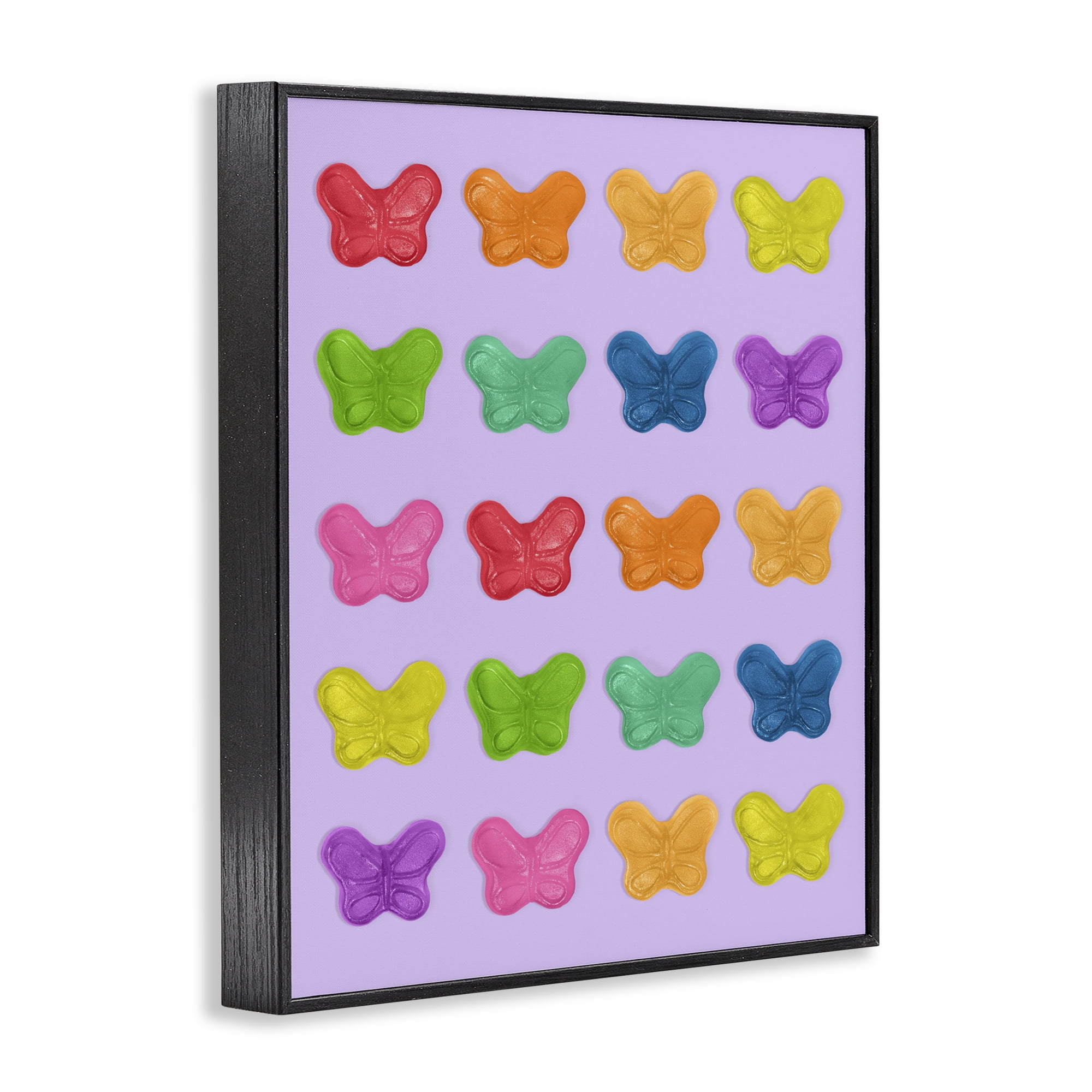 Stupell Industries Colorful Butterflies on Lilac Black Framed Giclee Art, design by LISH Creative