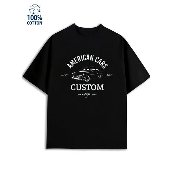 American Cars Tee men's garage 180G 100% Cotton black gray graphic Retro Unisex Shirt Graphic Tee tshirts Retro Unisex Shirt Short Sleeve tshirts Fashion Unisex Shirt Crewneck tshirts