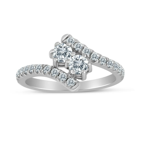 0.65ctw Diamond Two Stone Ring in 10k White Gold