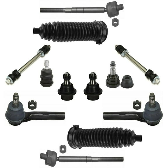 12 Pc Suspension Kit Tie Rod Ends, Gear Bellows, Sway Bar End Links, Upper & Lower Ball Joints Fits select: 1998-2011 FORD RANGER, 1998-2001 MAZDA B2500