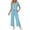 Blue, variant on Caywon Womens 2 Piece V Neck Top Wide Leg Cropped Pants Set Short Sleeve Elastic Waist Loungewear Breathable Wrinkle-Free Casual Loose Fit Conjunto de Ropa para Mujer