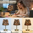 thumbnail image 3 of Modern Minimalist Cone Desk Lamp Antique Bronze Base & Linen Shade Bedside Table Lamp for Bedroom Living Room, Office, Dorm Cute Foxes in Cute Costumes Medium, 3 of 7