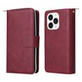 thumbnail image 2 of Feishell for Apple iPhone 14 Pro (6.1 inch) Wallet Case for Women Men,Premium PU Leather Magnetic Clasp Zipper 9 Card Slots Folio Flip Holder Shockproof Purse Phone Case with Wrist Strap,Winered, 2 of 13