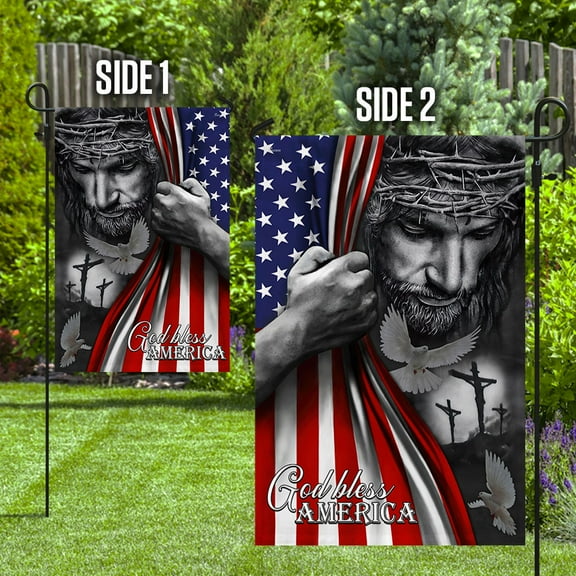 Christmas Garden Flag - Jesus Flag God Bless America Jesus Flag TRL06Fv7