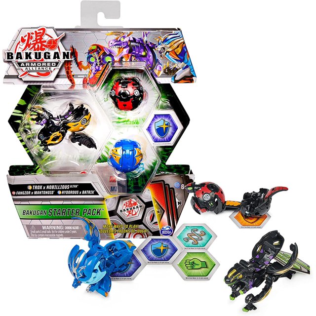 Bakugan Starter Pack 3-Pack, Fused Trox x Nobilious Ultra, Armored Alliance Collectible Action Figures