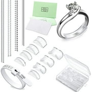 TOSEERY Ring Size Adjusters Set for Loosing Rings in 2 Styles, 12 Sizes, Ring Size Reducer Spacer Ring Guard Ring Resizer Tightener with Ring Sizer Measuring Belt, Jewelry Cloth and Organizer (16 Pieces)